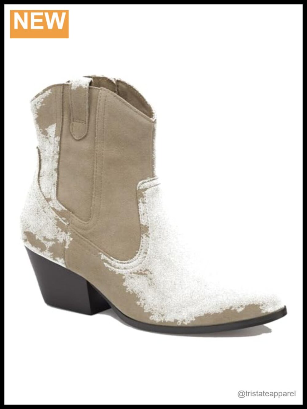 Waterproof Western Ankle Bootie Suede